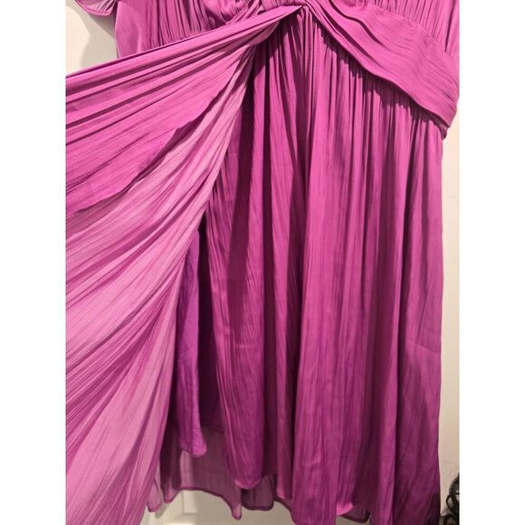 Anthropologie Deep V Neck Vibrant Purple‎ Mini Dress Size 12 Flowy, Lined EUC - Picture 9 of 13
